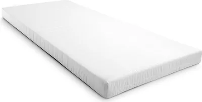 A white mattress is shown on a white background.