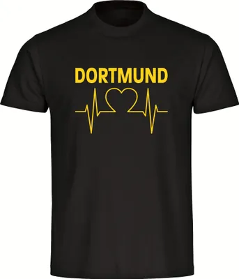 Produktbild von multifanshop Herren T-Shirt - Dortmund - Herzschlag, schwarz, Größe XL