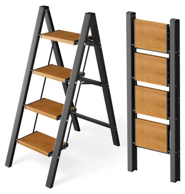 Productafbeelding van 4 Treppens Opstapladder Inklapbaar, Trapbank Van Aluminium