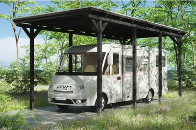 Produktbild von Carport für Wohnmobil SKAN HOLZ Emsland inkl. Pfostenanker 404 x 846 cm anthrazit