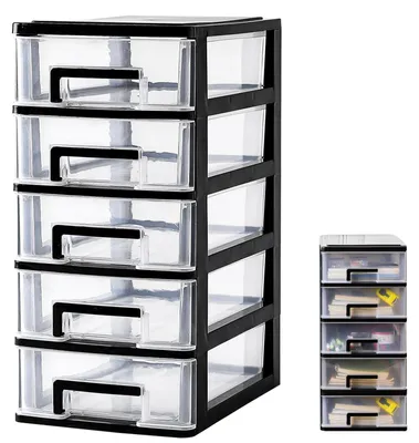 Schubladenschrank, 5 Schubladen, Kunststoff, transparent, 15,2x21,1x31,4 cm
