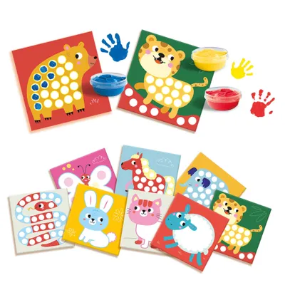 Produktbild von SES Creative My First 14481 - Fingerabdruck Kunstwerk: Spaß und Kreativität für Kleinkinder, 10 Seiten, Farben enthalten, Junge/Mädchen, Bilder-Set zum Ausmalen