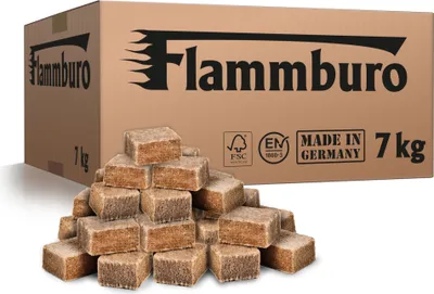 Produktbild von FLAMMBURO 7 kg Anzündwürfel - Ökologischer Anzünder aus Holz und Wachs - Perfekt geeignet als Grillanzünder und Kaminanzünder