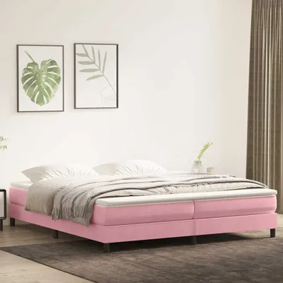 Obrázok produktu pre Maison Exclusive - Box Spring Posteľ bez matraca Ružová 200x220 cm Zamat
