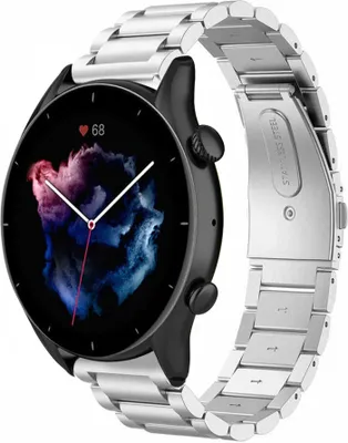 Produktbild von Strap-it Stahlarmband - Kompatibel mit Amazfit GTR 3 (Pro) Armband Ersatzarmband Edelstahl - Gliederarmband mit Faltschließe - Hochwertiges Material - für Smartwatch 22mm Armband Silber