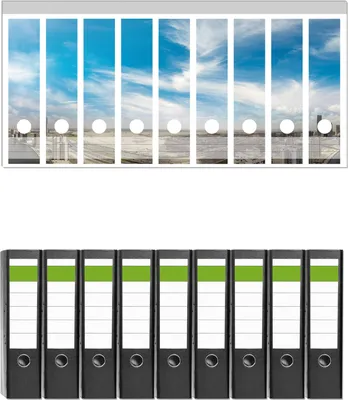 Produktbild von Wallario 9 Stück breite Ordner inkl. Klebeetiketten mit Motive Panoramablick über Dubai -  Set mit Rückenschildern / Ordnerrücken Stickern