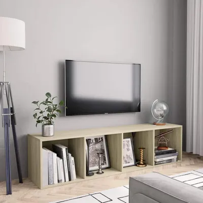 Zdjęcie produktu dla Półka na książki z 4 przegródkami, wykończenie Sonoma, wymiary: 143 x 30 x 36 cm