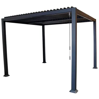 Produktbild von DEGAMO Lamellenpavillon Gartenpavillon BARACOA 300x300cm, Aluminium dunkelgrau