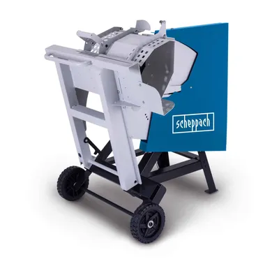 A Scheppach log saw is shown against a white background.