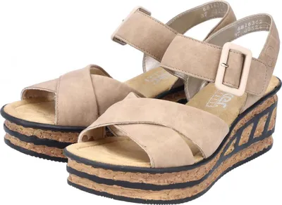 Produktbild von Rieker Damen-Wedges-Sandalette mit Keilabsatz Beige-Braun, Farbe:braun, EU Größe:39