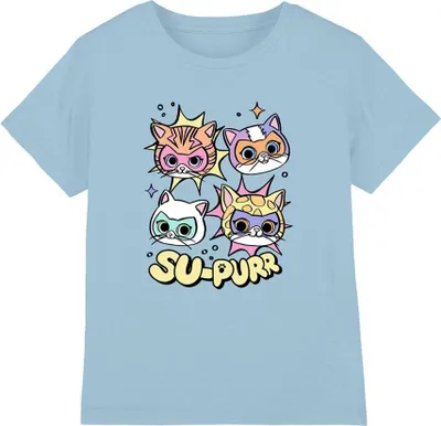 Productafbeelding van SuperKitties - "Supurr" T-shirt voor kinderen, model TV30627 (maat 104), lichtblauw