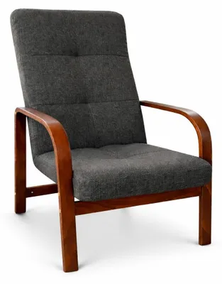 Zdjęcie produktu dla Fotel Nordic Comfort wypoczynkowy salon drewno orzech materia czarny BC