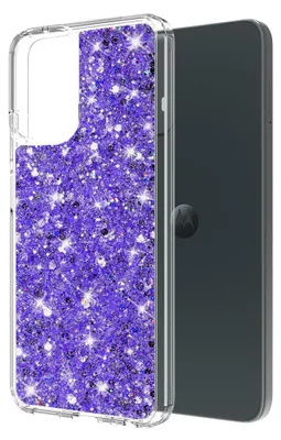Zdjęcie produktu dla Błyszczące brokatowe etui Techsuit do Motorola Moto G14 – fioletowe