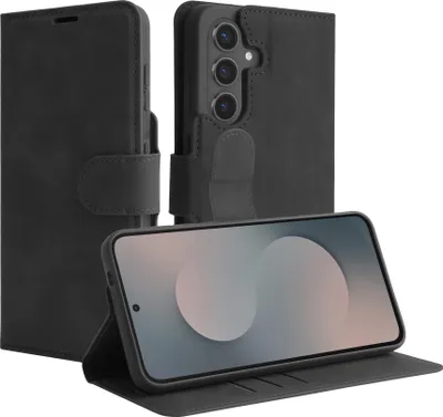 Image de Cazy Coque compatible avec Samsung Galaxy S25 FE Coque avec Porte-cartes – Bookcase Premium – Noir