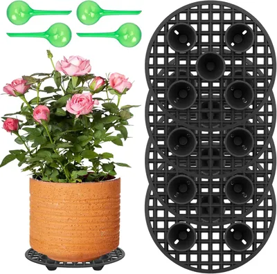 Obrázok produktu pre Podložka pod črepník 20 cm, 4 kusy, plast, okrúhla sieťovina odvodnenie, pre záhradu
