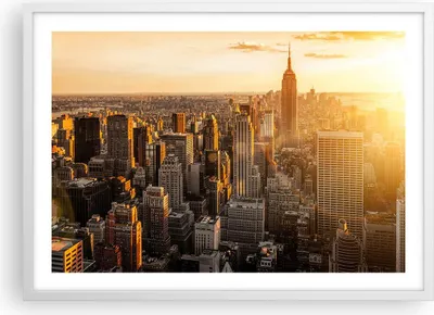 Produktbild von Gerahmtes Poster - Weißer Rahmen - New York Wolkenkratzer Manhattan - 70x50 cm - Wand Bild - Wanddeko - Wandbilder - Wandposter - Bilderrahmen - Bilder - Kunstdruck - Wandbild - P2WAA70x50-2672
