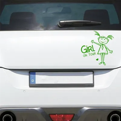 Produktbild von Auto Aufkleber MÄDCHEN an Bord on Tour Board 15x16 cm Hellgrün Sticker Heckscheibenaufkleber