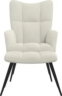 Produktbild von vidaXL Relaxsessel mit Hocker Cremeweiß Samt