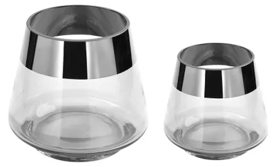 Produktbild von JONA - 2er Set Teelichthalter aus Glas in Transparent/Silber Windlicht