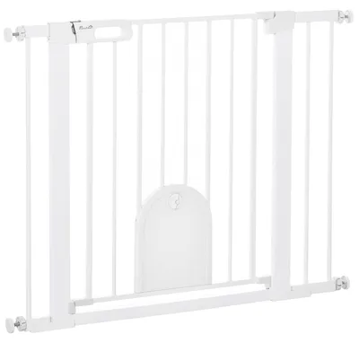 Immagine prodotto di Cancelletto di Sicurezza per Cani con Porta Piccola Regolabile e Chiusura Automatica 75-103x76 cm Bianco