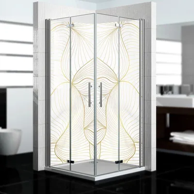 Produktbild von dedeco Eck-Duschrückwände Aluminium wasserfest Motiv: Abstrakt V2, Nano-Protect seidenmatt, 2 x 100x200x0,3cm, Fliesenersatz fugenlos Wandverkleidung Wandpaneele,  Germany