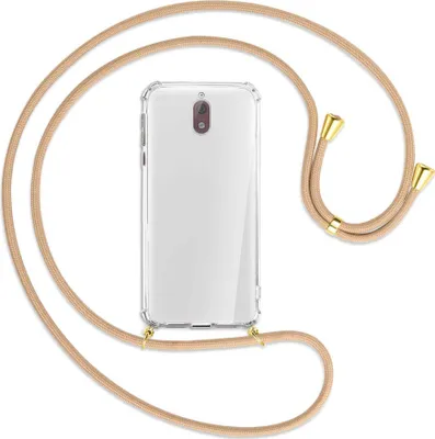 Produktbild von Handykette Backcover-Schutzhülle mit Band (Metall goldfarben) für Nokia 3.1 - beige