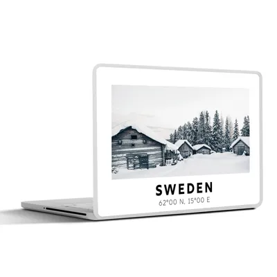 Produktbild von MuchoWow® Laptop Aufkleber Sticker Cover Schweden - Schnee - Baum - Skandinavien 25x18 cm - Laptop-Deko