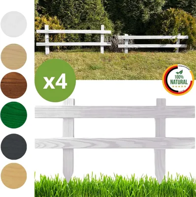 Produktbild von Floranica Gartenzaun 4 stk. 20 cm x 50 cm Weiß Steckzaun Zierzaun Friesenzaun zum Stecken Vorgartenzaun