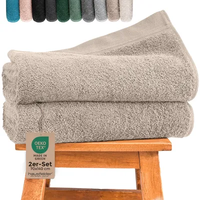 Produktbild von Hausfelder Handtücher Premium Duschtuch 2er Set (Beige, 2 Duschtücher 70x140 cm)