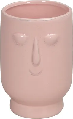 Produktbild von Blumentopf mit Gesicht Übertopf rosa Keramik Topf Vase Pflanztopf Ø12x11,5cm H17cm