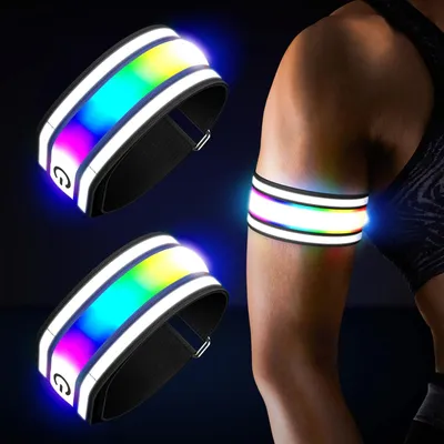 Productafbeelding van LED-armband - Set van 2 - Oplaadbaar via USB - Reflecterend - Hardlopen en fietsen