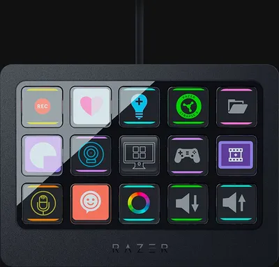 Produktbild von Razer Stream Controller X, Schwarz, 15 Tasten, Tasten, Membran, 8°, 50°