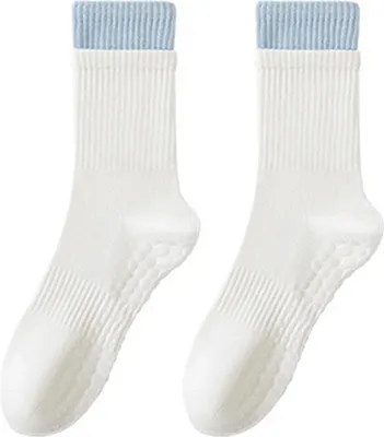 Produktbild von 1 Paar Yoga-Socken mit rutschfester Sohle, atmungsaktiv, feuchtigkeitsableitend, geeignet für Ballett, Tanz, Fitness, Pilates, Sport und Gymnastik, mittelhoch.