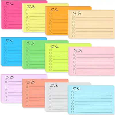 Produktbild von 12 Blöcken Haftnotizen, To Do Liste Haftnotizblock, Linierte Notizzettel Sticky, Notes Selbstklebend, für Familie Schule Büro (10 X 7cm)