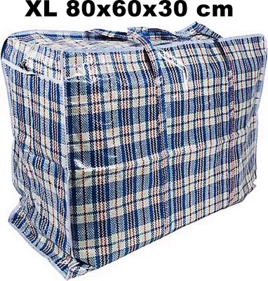Produktbild von Plastiktasche Groß Jumbo Unterbett Aufbewahrungs Tasche kariert Camping XL