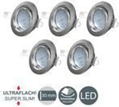 Produktbild von LED Einbaustrahler Deckenspots 5er Set Einbauleuchte ultra-flach 5W Schwenkbar