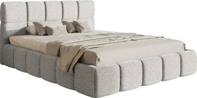 Image de Selsey Cloudy - Lit avec cadre rembourré, housse chenille gris clair, 160 cm