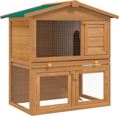 Image de Clapier pour petits animaux Clapier pour lapins 3 portes en bois