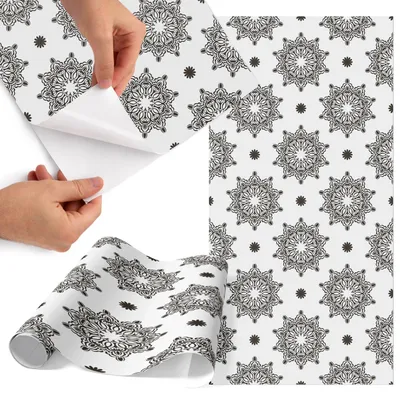 Produktbild von Möbelfolie 50x100 cm - Klebefolie Möbel - Selbstklebende Folie - Folie für Möbel - Möbelfolie Küche - Klebefolie Küche - Möbelfolie Schrank - Wasserdicht - Abwaschbar - Selbstklebend - Luftblasenfrei - Rückstandslos entfernbar - Elegante Mandala