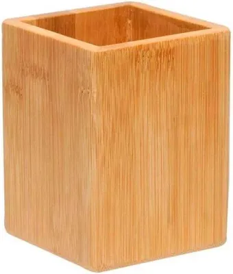 Image de Porte-crayons en bois, organiseur de bureau, carré, pour l'école et le bureau