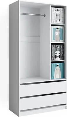 Obrázok produktu pre Detská skriňa Vicco Elmo biely 100 x 200 cm s 2 zásuvkami a skladacími boxmi, Model 40790