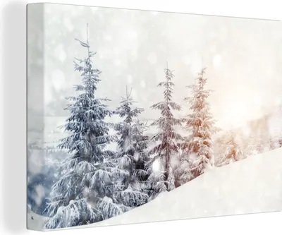 Produktbild von MuchoWow® - Leinwandbilder - Baum - Schnee - Winter, Wandbild, Wanddeko Bilder Wohnzimmer, 30x20 cm