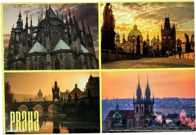 Image de GiftyCity GIFTY CITY Aimant en métal - 8 x 5,5 cm - Collage, Prague au crépuscule