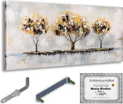 Zdjęcie produktu dla Monica Mirafiori I 100% MALOWANY RÊCZNIE I Obraz "Goldene Bäume" I 100x50cm | Obraz Malowany Recznie | Obraz Olejny | Obraz Nowoczesny