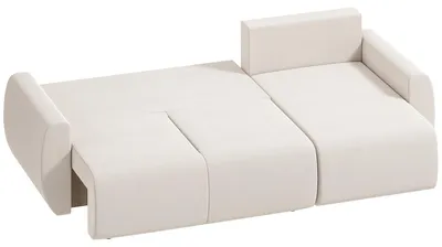 Produktbild von Schlafsofa mit Umkehrbarer Chaiselongue, L-förmiges 3-Sitzer Sofa aus Veloursbezug, Cremeweiß