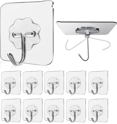 Produktbild von Klebehaken 30 Stück, Klebehaken Extra Stark mit 10 kg Tragkraft, Haken Selbstklebend für Wand, Decke, Bad & Küche, Adhesive Hooks wasserfest & ölbeständig