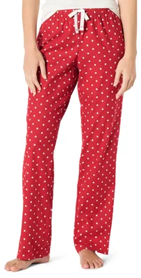 Zdjęcie produktu dla Spodnie do spania damskie Amazon Essentials, flanelowe, w czerwone i białe kropki, rozmiar S