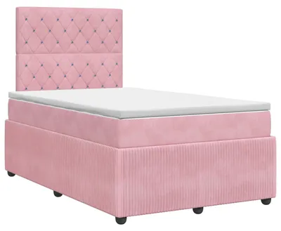 Immagine prodotto di Letto a molle con materasso con testata rosa 120 x 200 cm in velluto