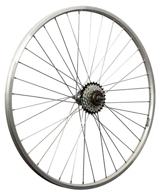 Produktbild von 28 Zoll Hinterrad Zac19 Hohlkammerfelge mit 6 fach Shimano Schraubkranz - silber