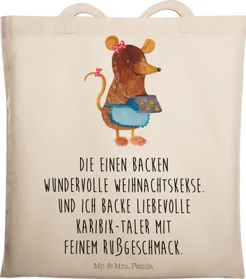 Produktbild von Mr. & Mrs. Panda Shopping Tasche Maus Kekse - Transparent - Geschenk, Tote Bag, Weihnachtskekse, Beutel, Weihnachten, Uni, Winter, Baumwolltasche, Plätzchen